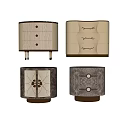 Modern Stylish Bedside Tables With Drawers Decorative Patterns And Metal Accents