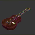 Classic Wooden Ukulele With Smooth Brown Body And Four Strings Design