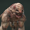 Terrifying Muscular Monster Character With Red Eyes And Rough Skin For Game Or Movie