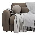 Two Colored Sofas With Gray Blankets And Round Pillows For Interior Decor