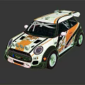 White And Orange Rally Race Car With Sponsor Logos Rear Spoiler Number 24
