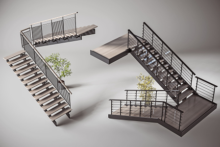 Modern Stair Combination 3d model