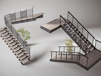 Modern Stair Combination 3d model