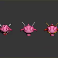Adorable Pink Pig Characters With Different Costumes Wings And Lightning Accessories
