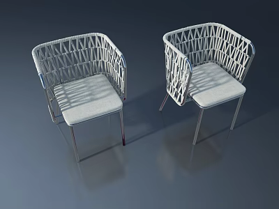 Modern Woven Chairs With Metal Frame And Light Colored Seats Design 3d model