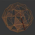 Modern Decorative Ornament Set With Spherical Geometric Wireframe And Golden Transparent Panels