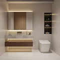 Modern Bright Dining And Living Space With Marble Flooring Built In Cabinets And Natural Greenery
