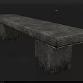 Rustic Natural Stone Bench With Long Rectangular Shape And Rough Textured Surface