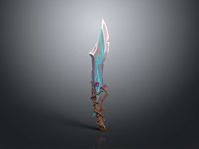 Fantasy Glowing Sword with Blue Purple Light and Decorative Hilt Design 3d model