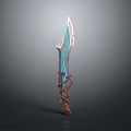 Fantasy Glowing Sword with Blue Purple Light and Decorative Hilt Design