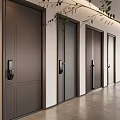 Display Of Modern Security Doors With Different Designs In Interior 3d model