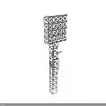 Metal Frame Light Tower Structure With Lattice Top And Slender Pole