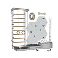Kids Indoor Play Equipment Featuring Climbing Frame Gym Rings And Rock Climbing Wall Sections