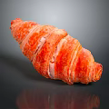 Freshly Baked Golden Croissant with Buttery Flaky Layers and Shiny Surface on Dark Background