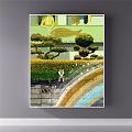 Two Men Portrait In Art Gallery With Starry Night Background And Tablet Displaying Painting