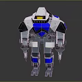 Blue Silver Mechanical Robot 3D Model With Armor And Mechanical Limbs 3d model