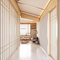 New Chinese-style Log Japanese-style Study Tea Room Loft 3d model