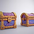 Purple And Golden Fantasy Style Treasure Chests With Stone Textured Design