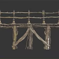 Miniature Wooden Bridge Model With Decorative Railings And Branch Like Supports