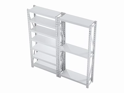 Multi Tiered Metal Frame Storage Shelf With White Shelves And Durable Structure 3d model