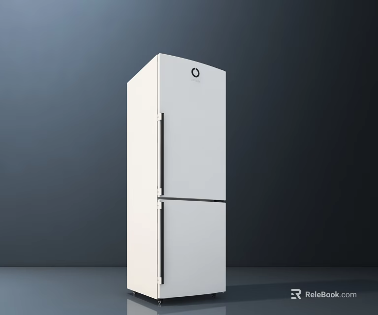 White Double Door Refrigerator Freezer With Modern Sleek Design And Standalone Style 3d model 
