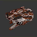 Detailed Futuristic Sci-Fi Spaceship 3D Model With Red White Design And Complex Armor 3d model
