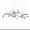 Elegant Gold and Silver Butterfly Shaped Pendant Chandelier Hanging on Black Background