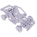 Detailed Building Block Vehicle Frame Model With Off Road Wheels And Mechanical Structure
