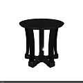 Black Round Modern Stool With Multiple Legs And Metal Base Design 3d model