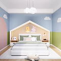 Kids Theme Hotel Guest Room With Treehouse Bed Slide Rainbow And Cloud Decor