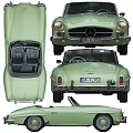 Vintage Silver Car With Classic Interior Steering Wheel Dashboard And Seats