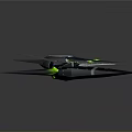 Futuristic Cosmic Spaceship Design With Green Illuminated Engines And Sleek Wings