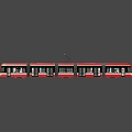 Red Modern Tram Train With Multiple Carriages Large Windows And Pantograph For Urban Transport