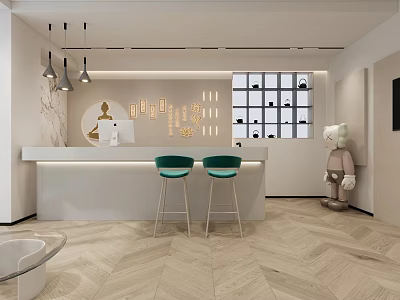 Modern Fitness Studio Reception Area With Stylish Decor 3d model