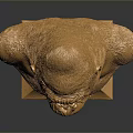 Artistic Golden Gorilla Bust Sculpture With Detailed Texture On Square Base