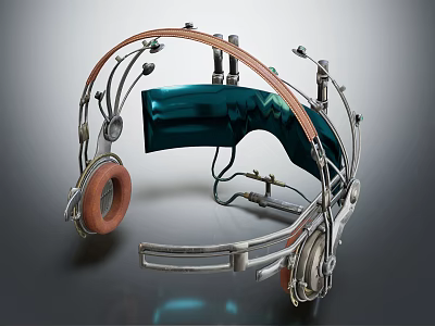 Vintage Style Over Ear Headphones With Retro Design And Copper Accents 3d model