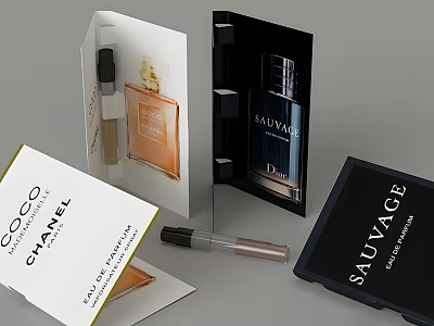 Luxury Perfume Cosmetic Products With Elegant Packaging Boxes And Bottles 3d model