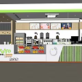 Yoyo Milk Tea Shop Interior Design With Bright Counter Fresh Fruits And Coffee Machines