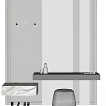 Elegant Modern Vanity Table With Marble Countertop Dark Gray Cabinet And Stool