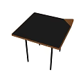 Square Black Tabletop Dining Table With Wooden Edge And Slender Black Legs