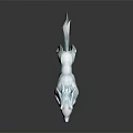 Ice Blue Wolf With Crystal Like Mane And Tail On Dark Reflective Background 3d model
