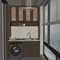 Modern Laundry Room Design With Washing Machine Sink Rattan Cabinets And Countertop