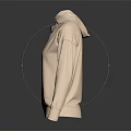 Beige Oversized Hoodie With High Neck Long Sleeve And Minimalist Design For Casual Wear