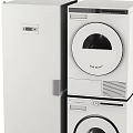 Modern White Stackable Washing Machine And Dryer For Compact Home Laundry Setup 3d model