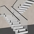 Modern Staircase with White Steps Glass Railings and LED Understep Lighting