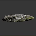 Wooden and Stone Shell Shaped Decor with Intricate Stone Path and Lush Green Moss