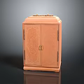 Traditional Wooden Cabinet Furniture With Double Doors Decorative Patterns And Top Ornamental Design