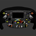 Functional Carbon Fiber Steering Wheel With Colorful Buttons Knobs And Display Screen 3d model