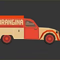 Orangina Brand Red And White Vintage Truck Model With Logo On Body