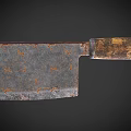 Rusty Kitchen Knife With Wooden Striped Handle And Blunt Blade For Home Use